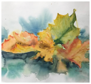 Aquarell von buntem Herbstlaub
